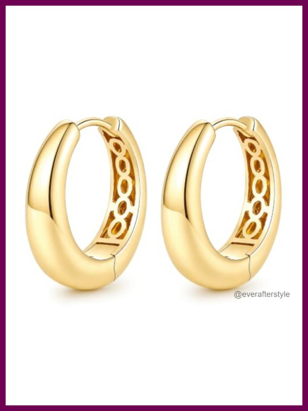 14K Gold Hypoallergenic Thick Teardrop Hoop Earrings Lightweight Huggie